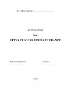 Atestat Fêtes et Jours Fériés en France - imaginea1